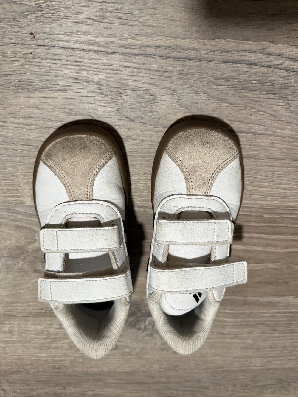 adidas Kids White and Black Double-Strap Sneakers